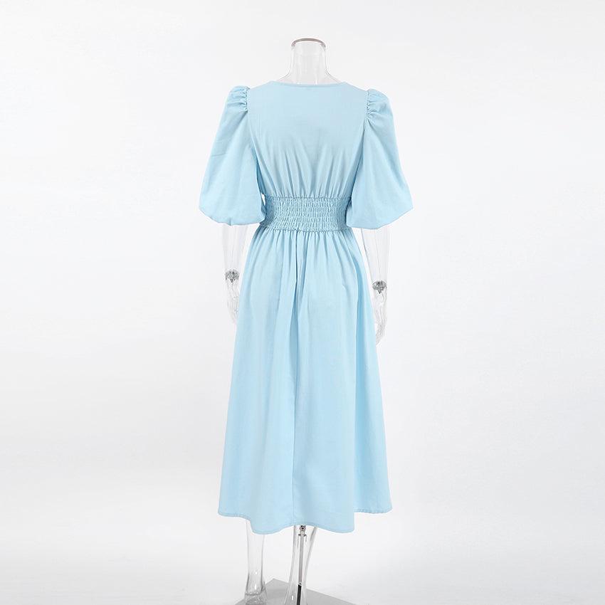 MJ Beverly French High Waist Cotton Linen Dress - Marianne Jones