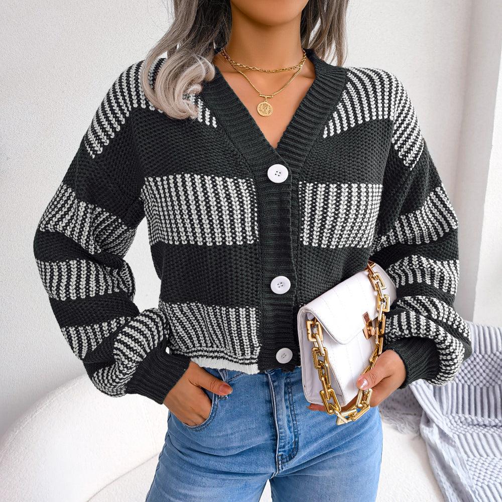 MJ Cali Striped Button Cardigan Sweater - Marianne Jones