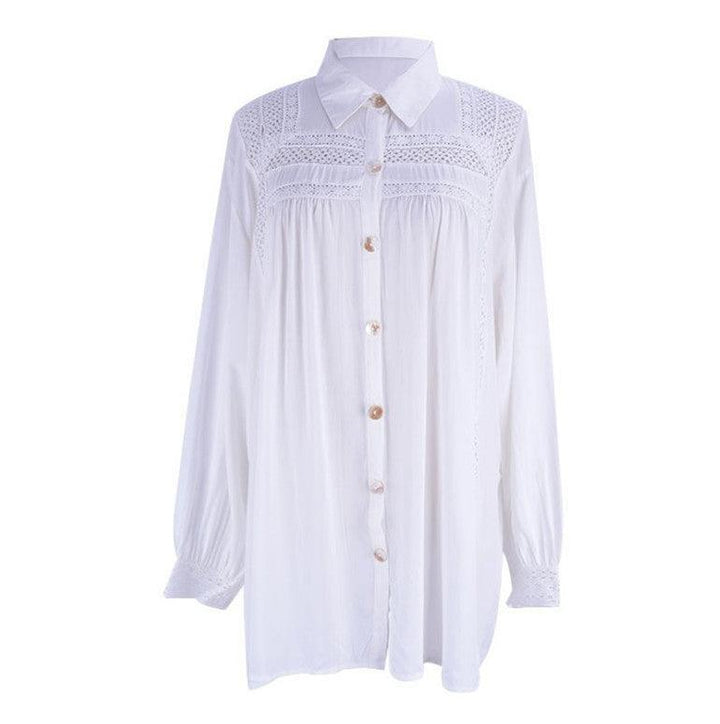 MJ Cade Stitching Lace Lace Shirt Beach Cover Up - Marianne Jones
