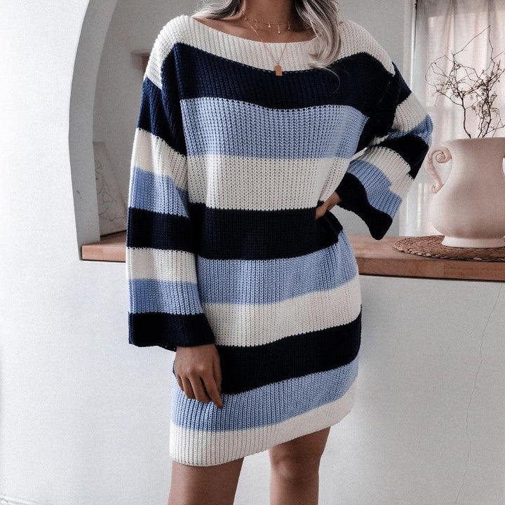 MJ Kori Striped Knitted Sweater Mini Dress - Marianne Jones