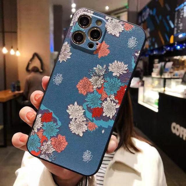 MJ Teddy Retro Emboss Floral flower phone case For iPhone - Marianne Jones