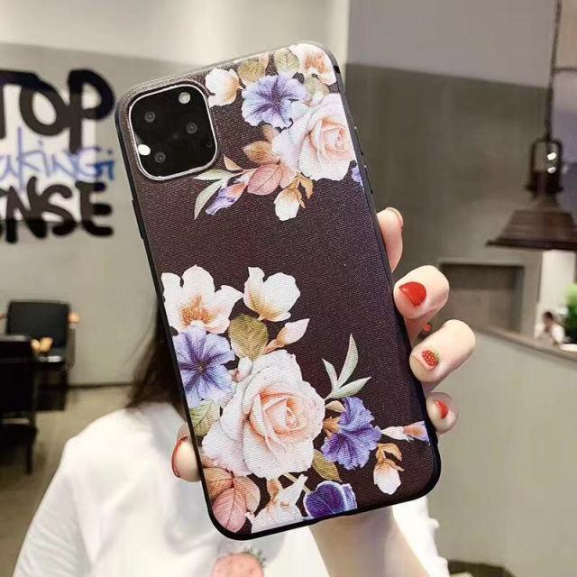 MJ Teddy Retro Emboss Floral flower phone case For iPhone - Marianne Jones